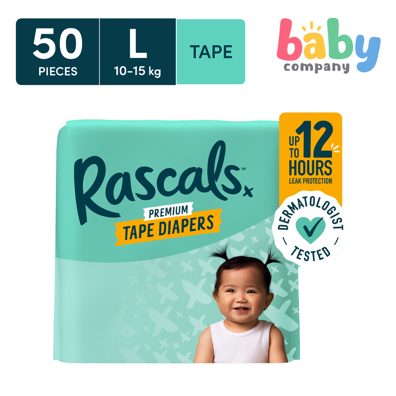 Rascals Diapers Tape Jumbo Pack Large, 50 pads