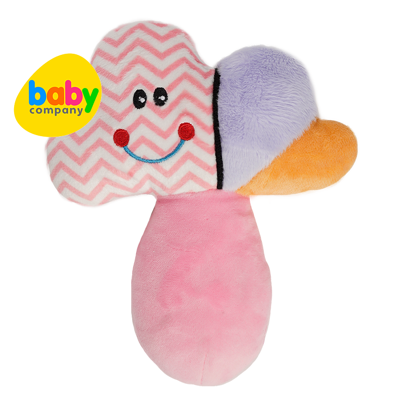 Playsmart Vertical Handle Plush Rattle Toy - Pink Cloud