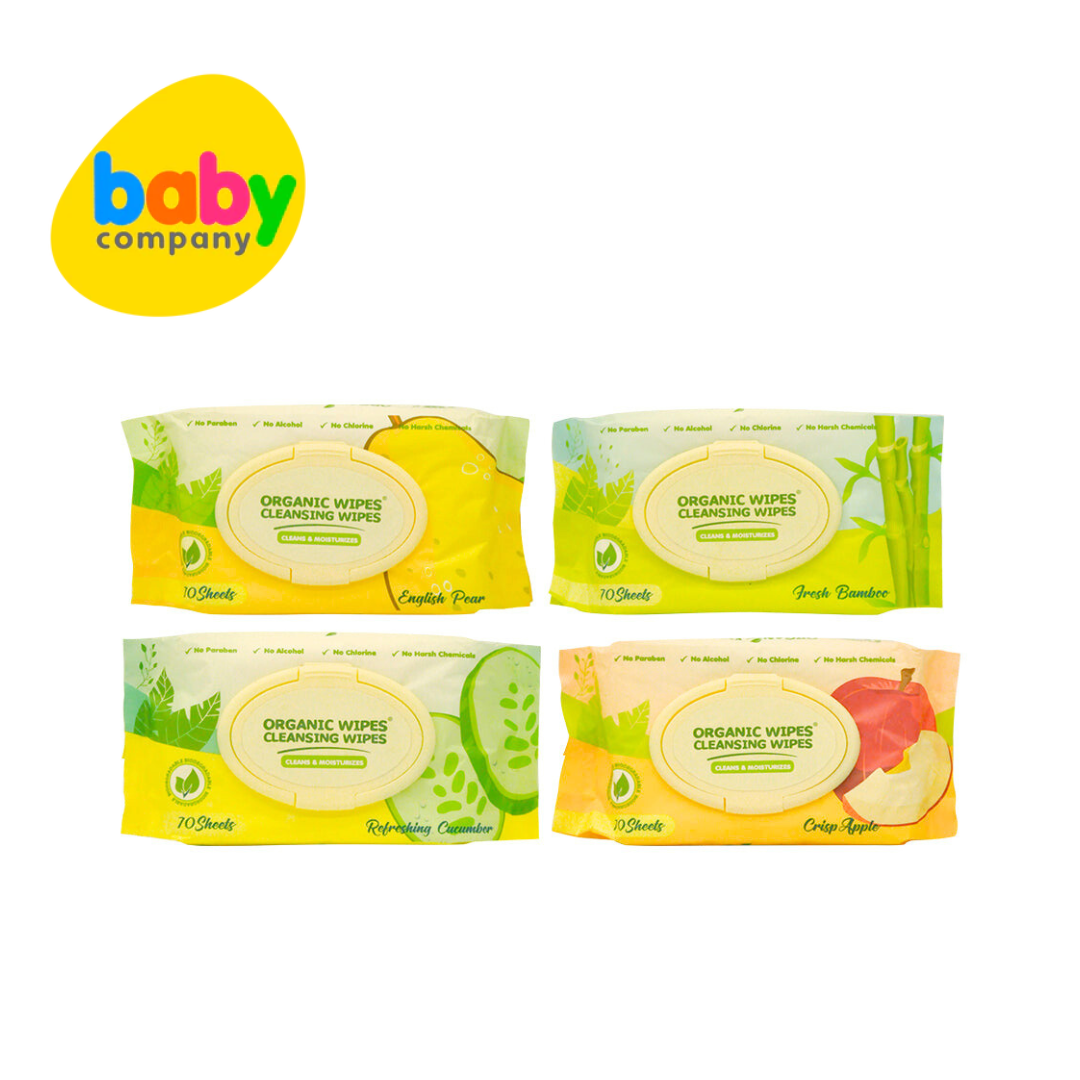 Organic Baby Wipes Cleansing Wipes Assorted Pack of 4 70s per pack