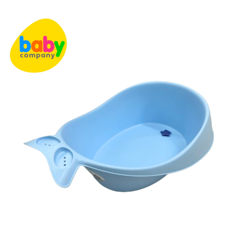 Mom & Baby Whale Bath Tub with Drainer - Blue