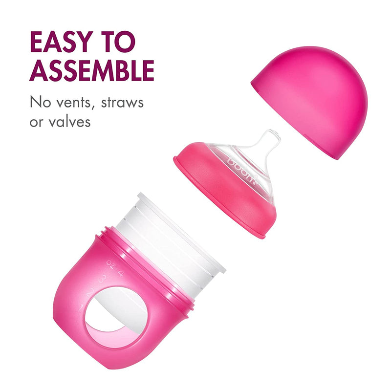 Boon Nursh Silicone Pouch Bottle - Pink, 4oz / 118ml - Single
