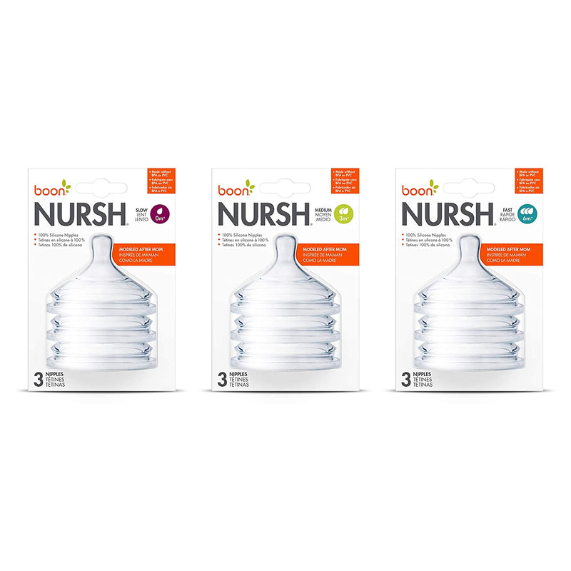 Boon Nursh Silicone Nipples - Slow Flow (3-Pack)