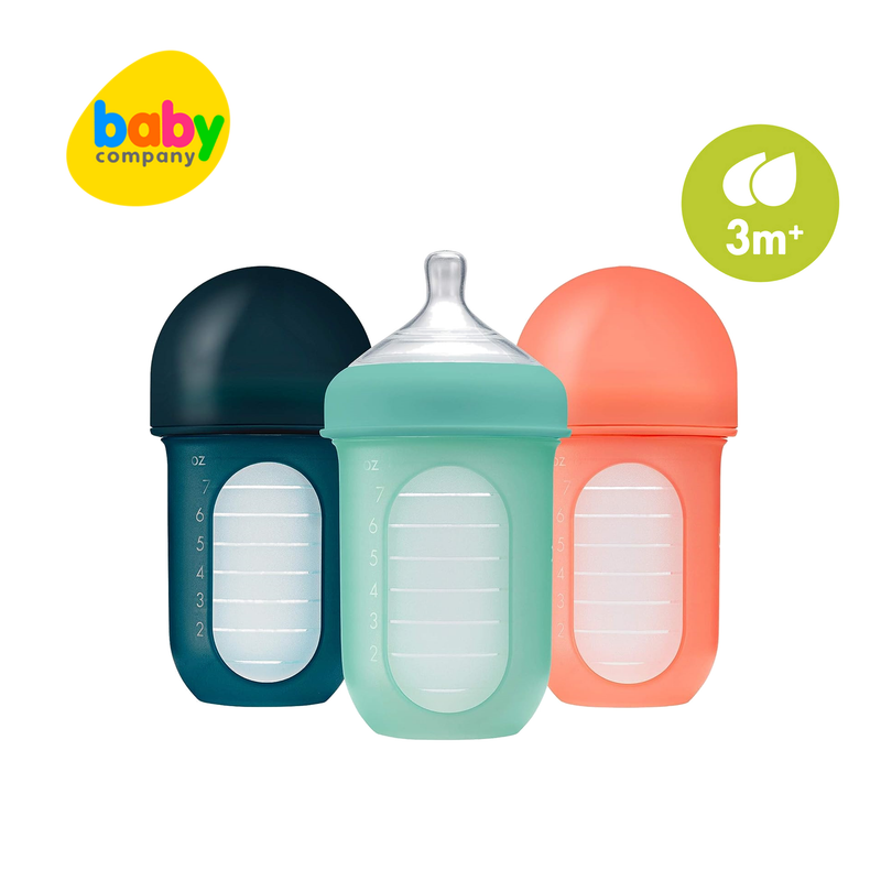 Boon Nursh Silicone Pouch Bottle 8oz / 236ml 3-Pack Multicolor Set