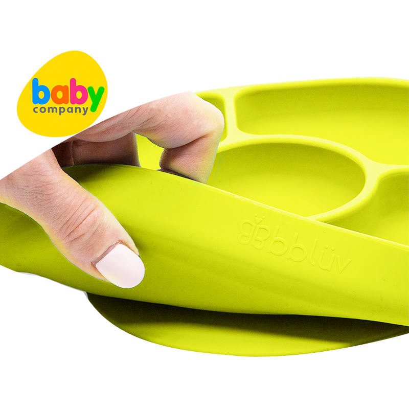BBLUV Yümi 4-Section Silicone Plate And Spoon Set - Lime