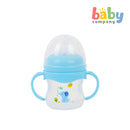 Mom & Baby Wide-Neck Feeding Bottle with Handle 4oz - Blue
