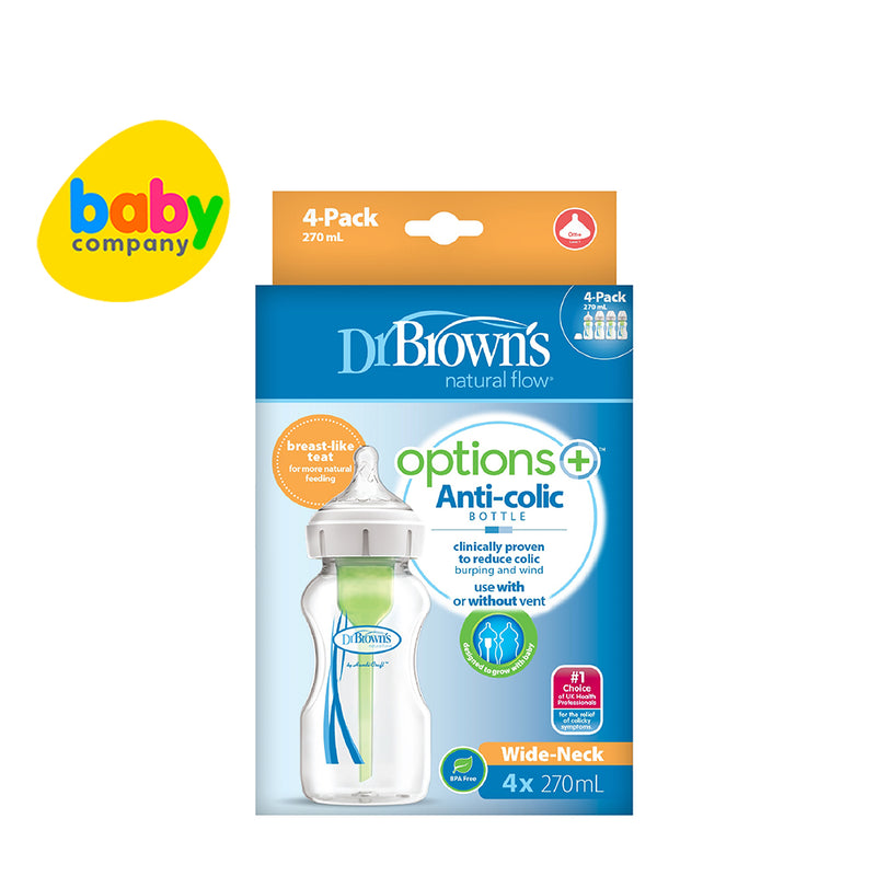 Dr Brown's PP Wide-Neck Options+ Feeding Bottle 9oz/270ml Pack of 4 Bundle with Dr. Brown's Lovey's