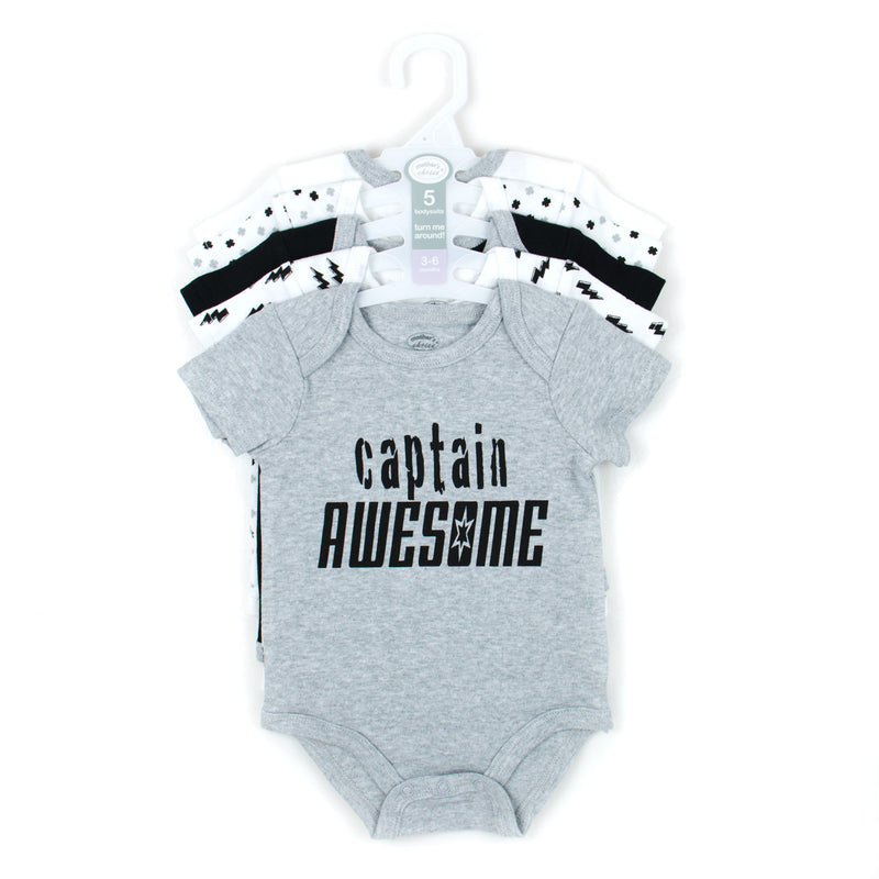 Motherâ€™s Choice Body Suit 5 Pack, Captain Awesome