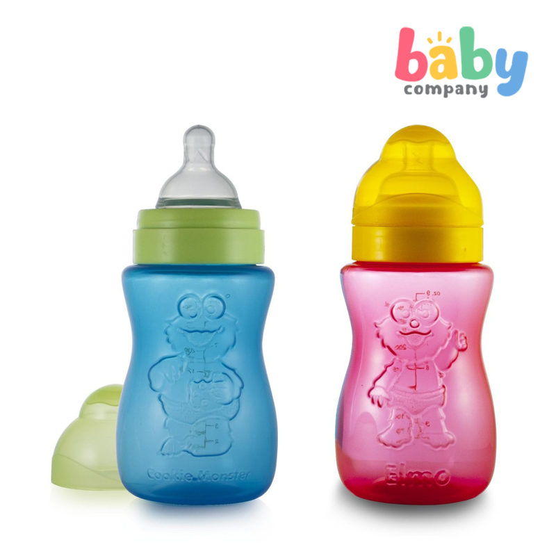 Sesame Beginnings 8oz Wide Neck Embossed Feeding Bottle