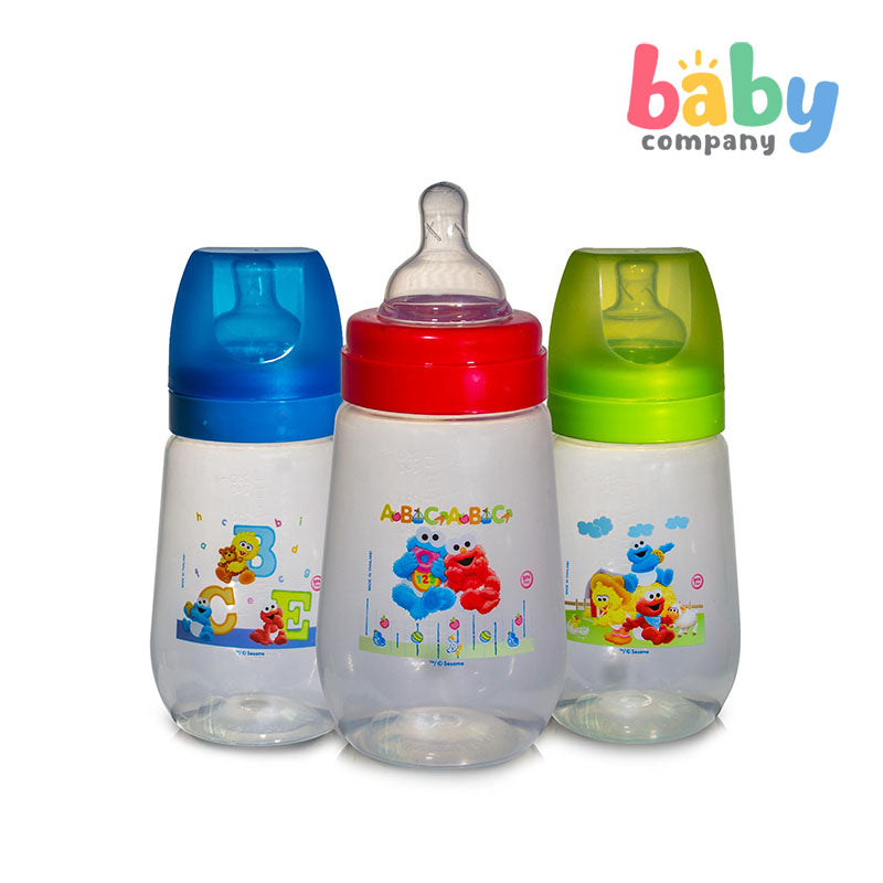 Sesame Beginings 3-Pack 8oz Wide Neck Feeding Bottles