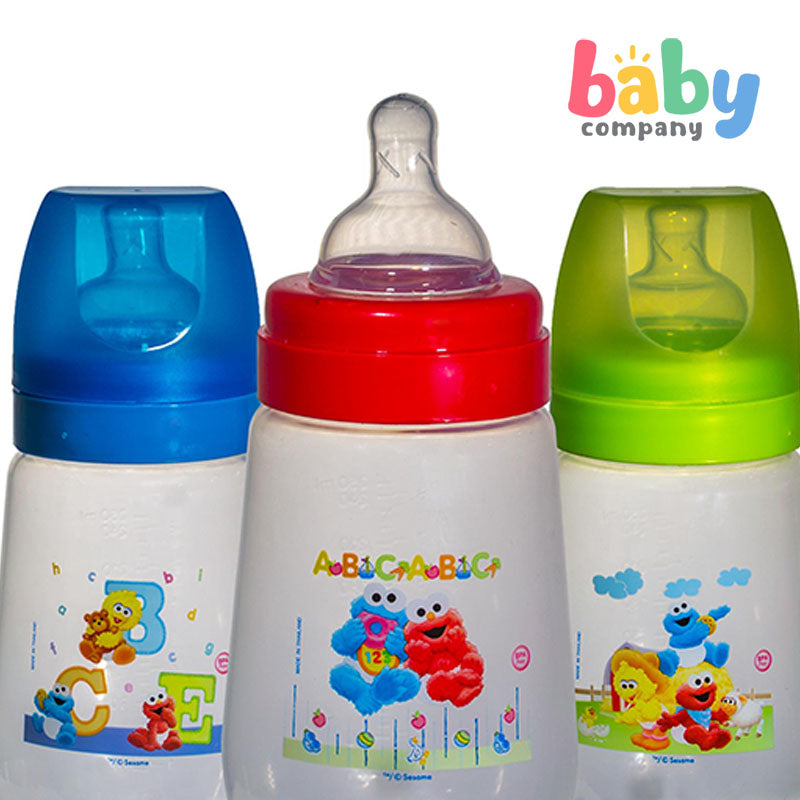 Sesame Beginings 3-Pack 8oz Wide Neck Feeding Bottles