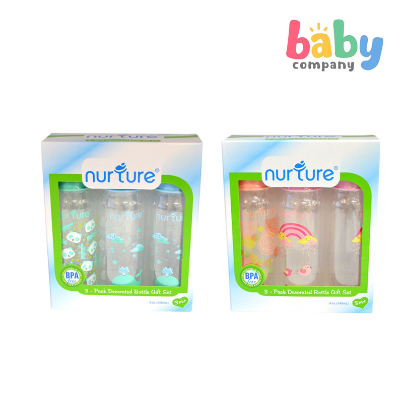 Nurture Deco Bottle Pack of 3 8oz - New Packaging