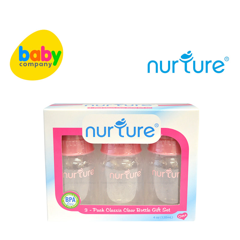 Nurture Classic Clear Feeding Bottles  - Pack of 3, 4oz