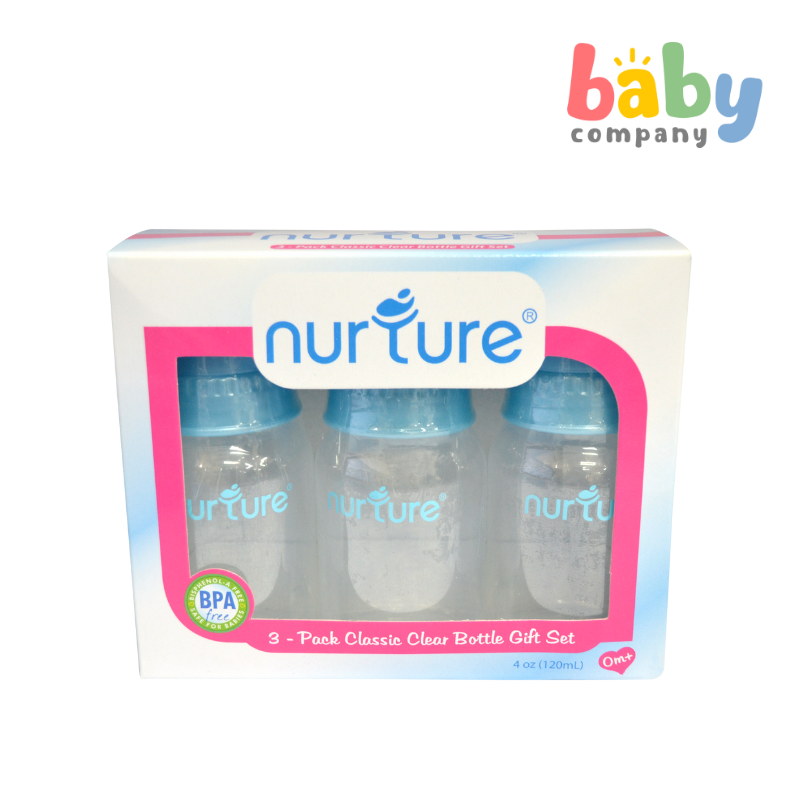 Nurture Classic Clear Feeding Bottles  - Pack of 3, 4oz