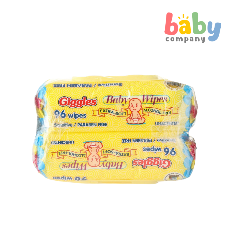 Giggles Baby Wipes Unscented - 96 sheets x Pack of 2