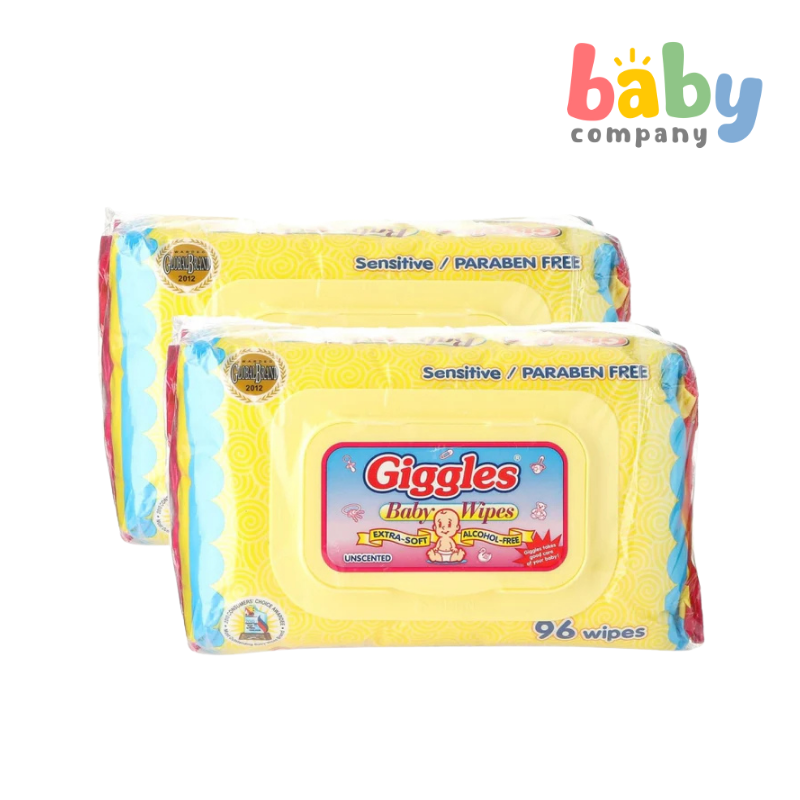 Giggles Baby Wipes Unscented - 96 sheets x Pack of 2