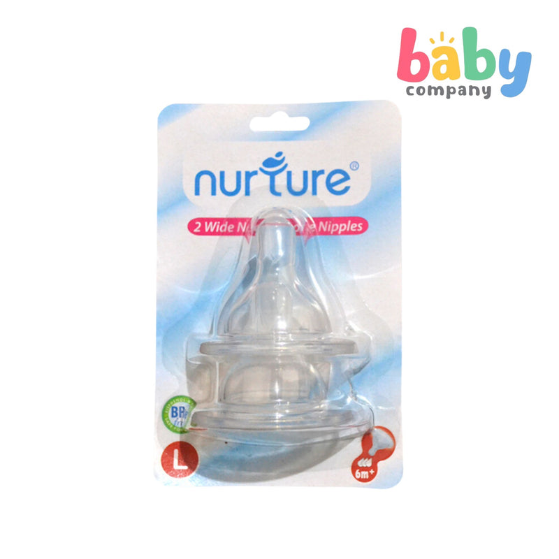 Nurture 2pcs Wide Neck Nipples - Large