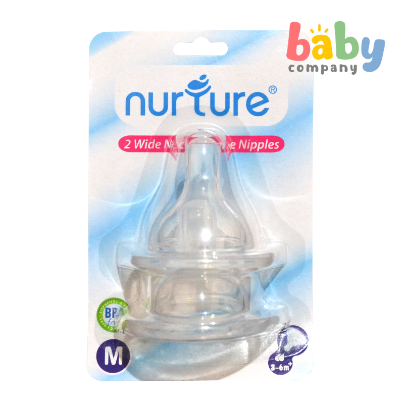 Nurture Wide-Neck Silicone Nipple, Medium - Pack of 2