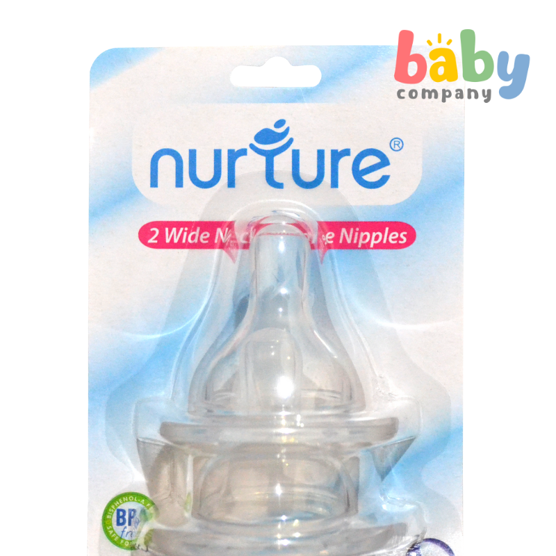 Nurture Wide-Neck Silicone Nipple, Medium - Pack of 2