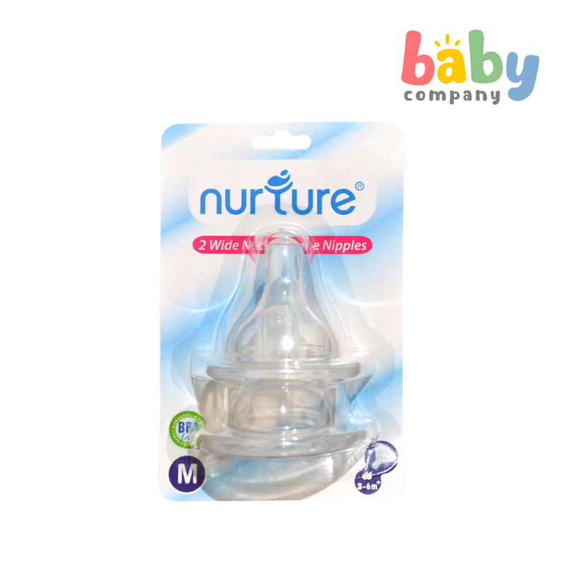 Nurture Wide-Neck Silicone Nipple, Medium - Pack of 2