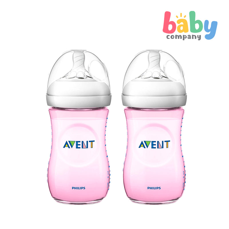 Philips Avent Natural Bottle 9oz Twin - Pink