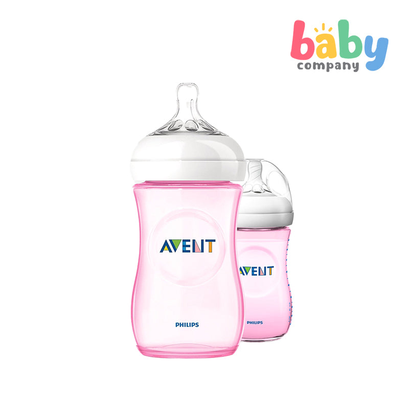 Philips Avent Natural Bottle 9oz Twin - Pink