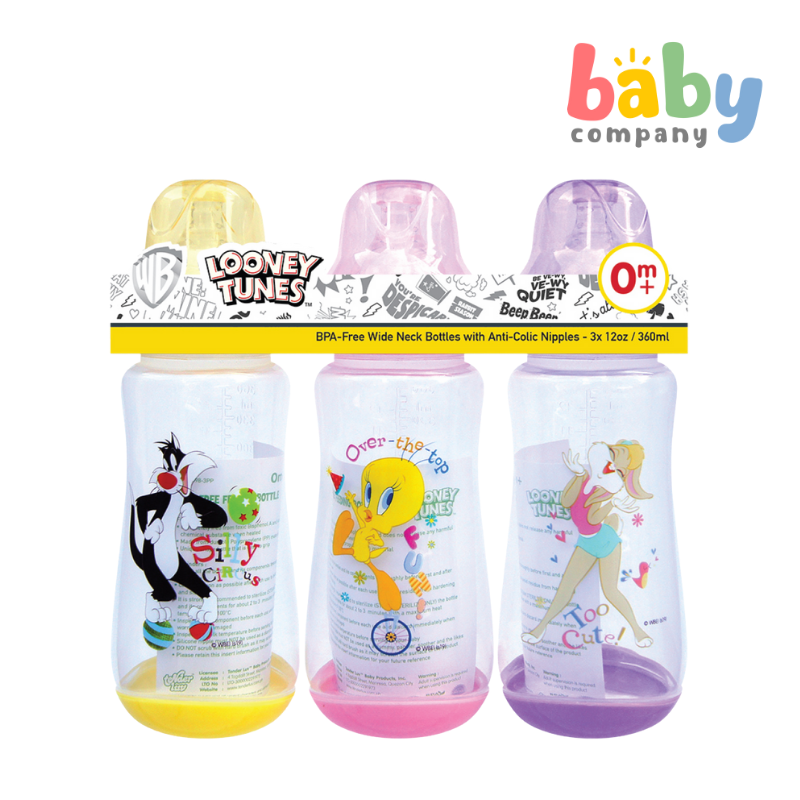 Looney Tunes Wide-Neck Bottles 12Oz Pack Of 3