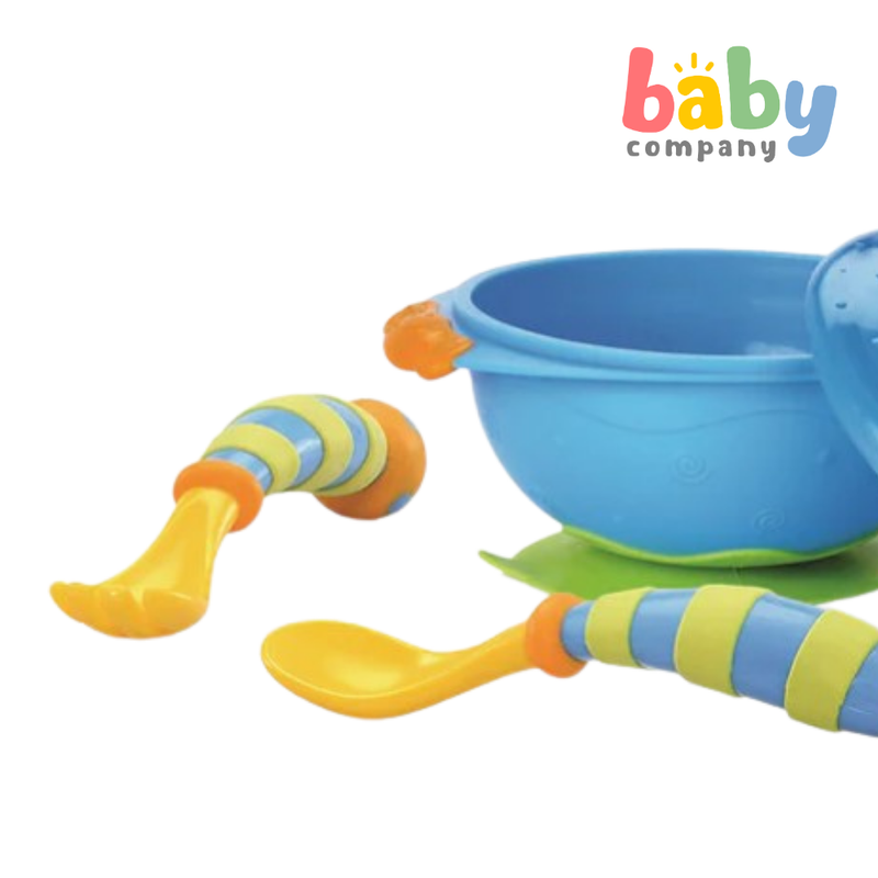 Nuby Wacky Ware Suction Bowl Feeding Set 12m+ - Blue and Green