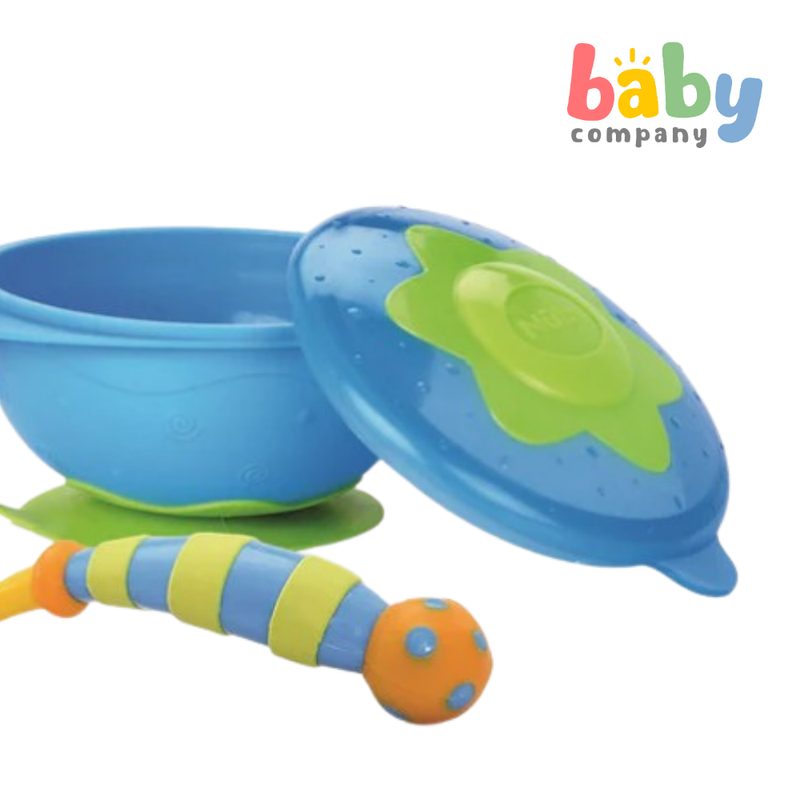 Nuby Wacky Ware Suction Bowl Feeding Set 12m+ - Blue and Green