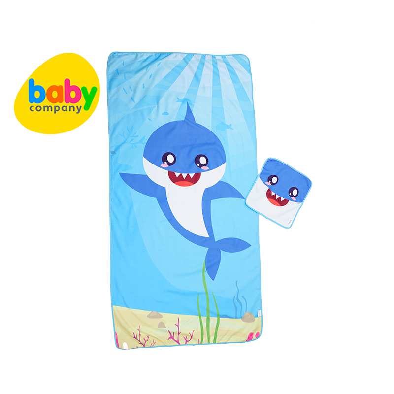 Bloom Shark Bath and Face Towel Set - Blue Shark