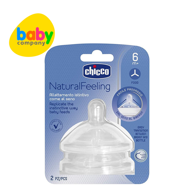 Chicco Natural Feel 2-pack Teats 6M+ Food Flow