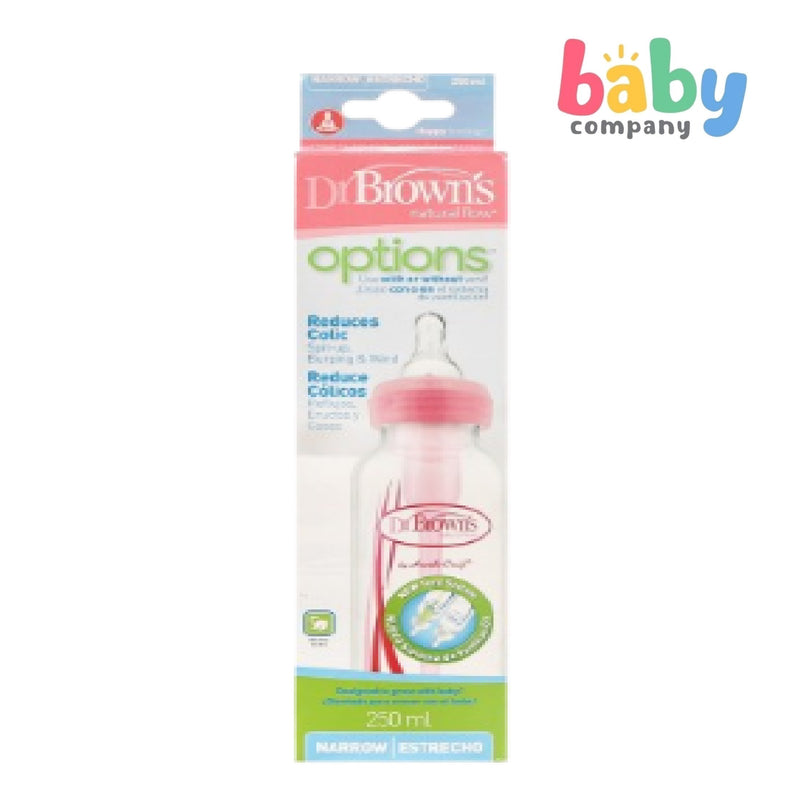 Dr. Brown's Options Narrow-Neck Feeding Bottle 8Oz- Pink