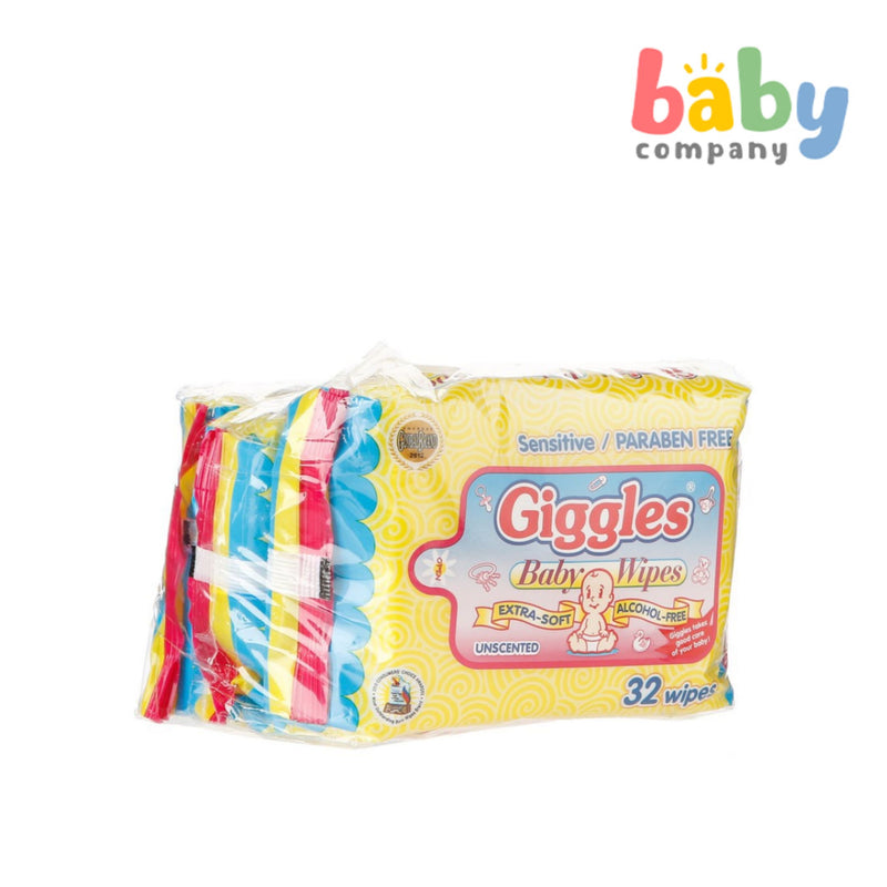 Giggles 3-pack Baby Wipes Unscented 30+2 Sheets