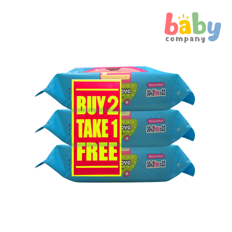 Unilove Unscented Wipes - 32 Sheets (Buy 2 Take 1)