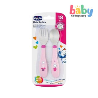 Chicco Metal Cutlery -  Pink