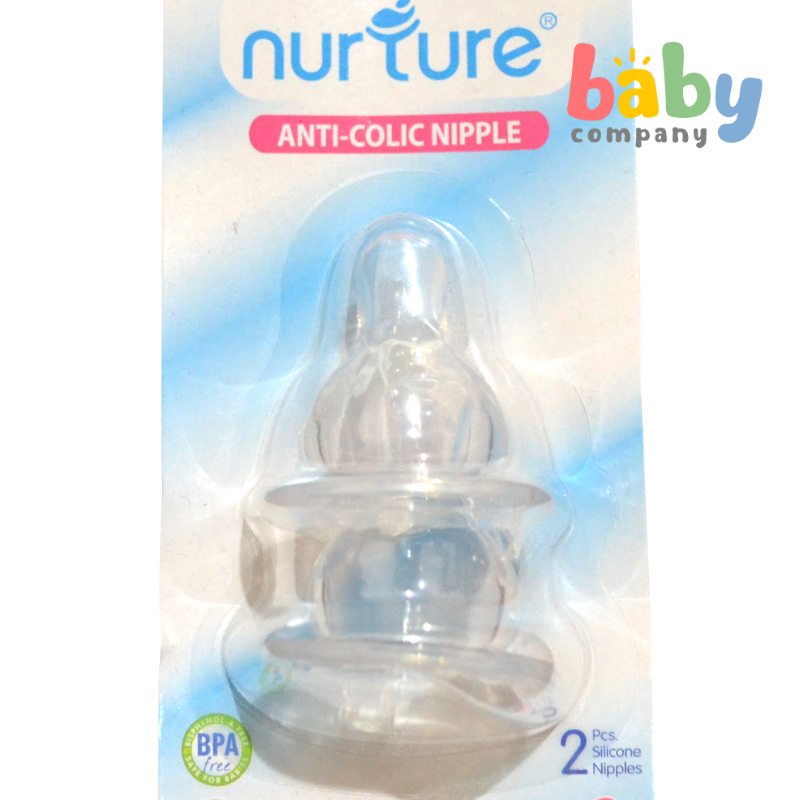 Nurture Narrow Neck Anti-Colic Nipple, Medium - Pack of 2