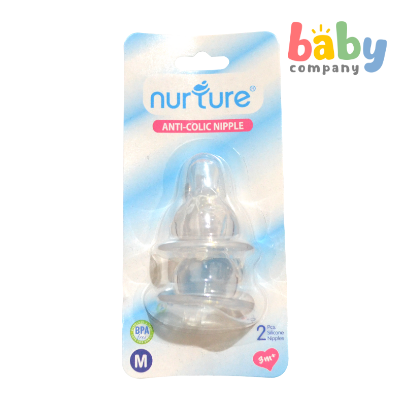 Nurture Narrow Neck Anti-Colic Nipple, Medium - Pack of 2