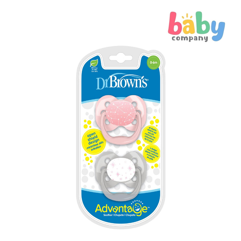 Dr. Brown's 2-pack Advantage Stage 1 Pacifiers Pink Stars