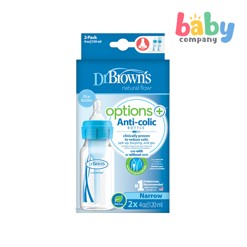 Dr. Brown's 2-pack Options+ Narrow-Neck Bottle 120ml Blue