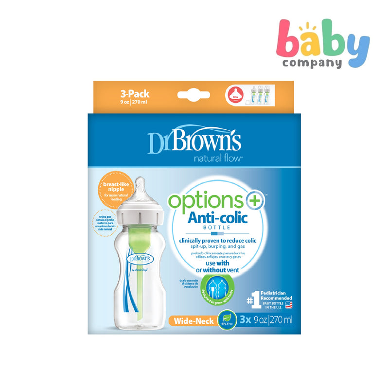 Dr. Brown's 3-Pack Options+ Wide-Neck Bottle 270ml
