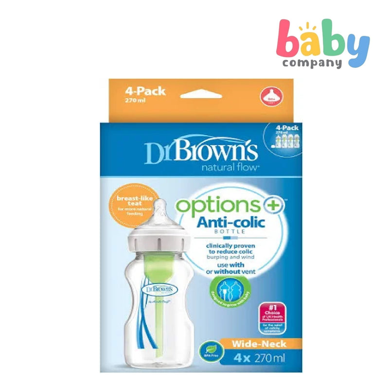 Dr. Brown's Options+ Wide-neck 9 oz Feeding Bottles Pack of 4