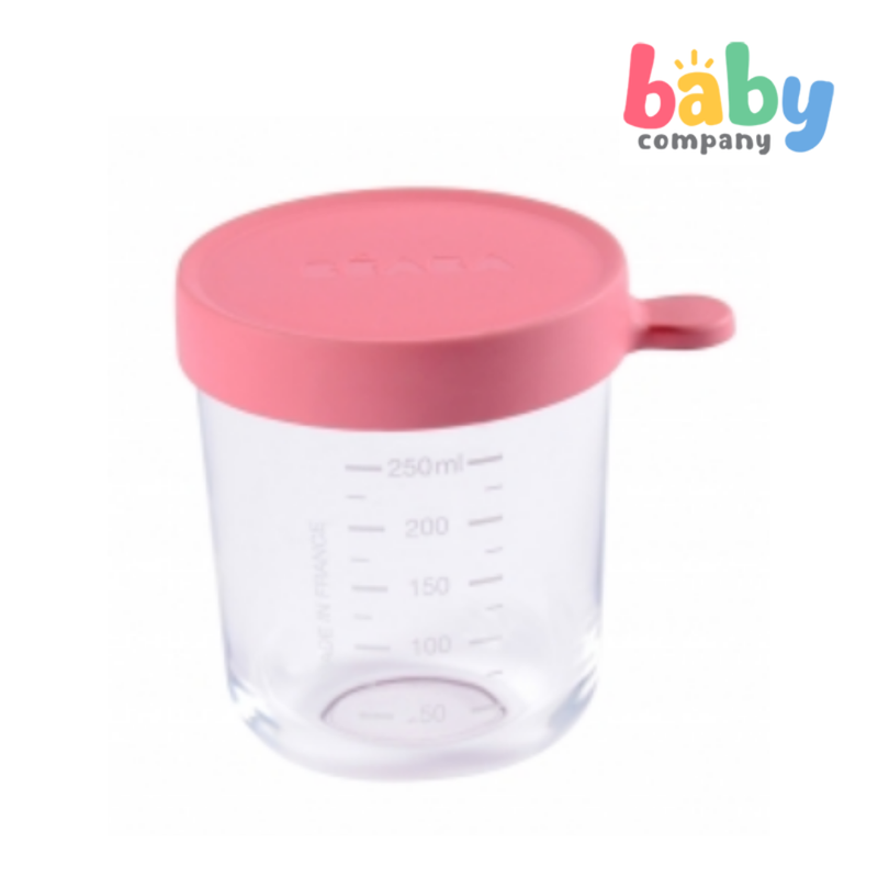 Beaba Silicone Glass Container (250ml) - Pink