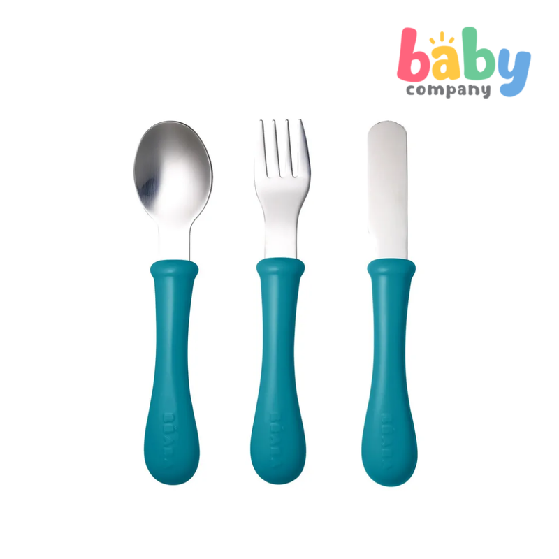 Beaba Stainless Steel Cutlery Set (12M+) - Blue