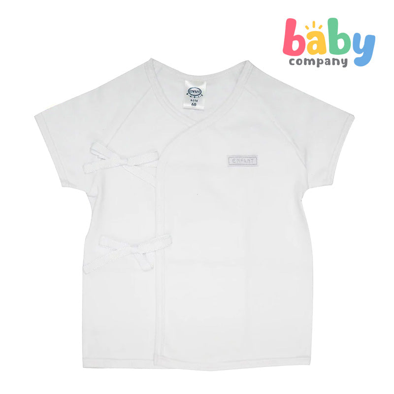 Enfant Baby Side-Snap Short-Sleeve Shirt White