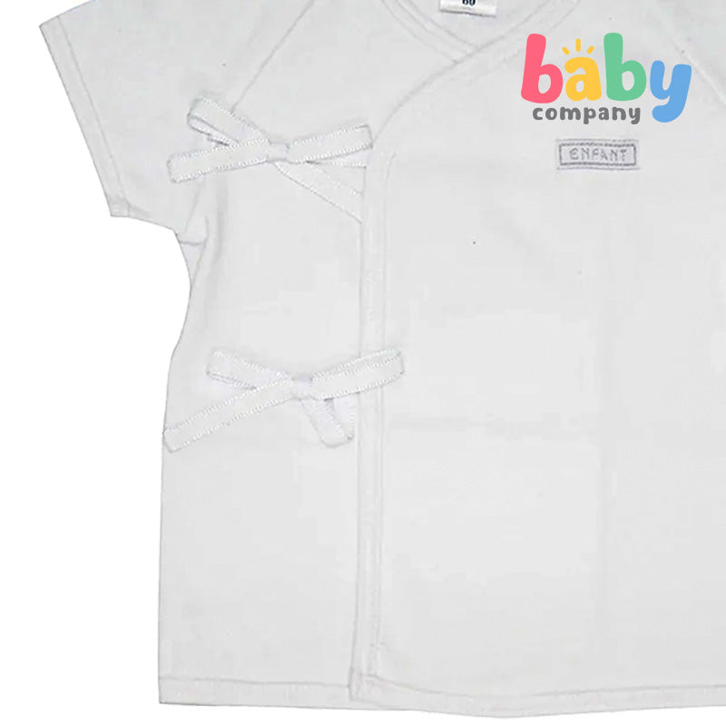 Enfant Baby Side-Snap Short-Sleeve Shirt White