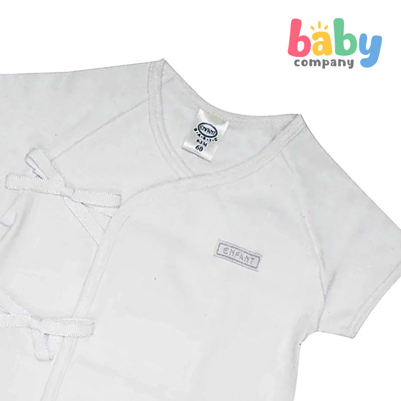 Enfant Baby Side-Snap Short-Sleeve Shirt White