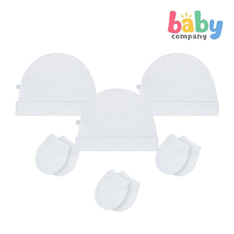 Mother's Choice 6 Pack White Series Hat & Mittens Set