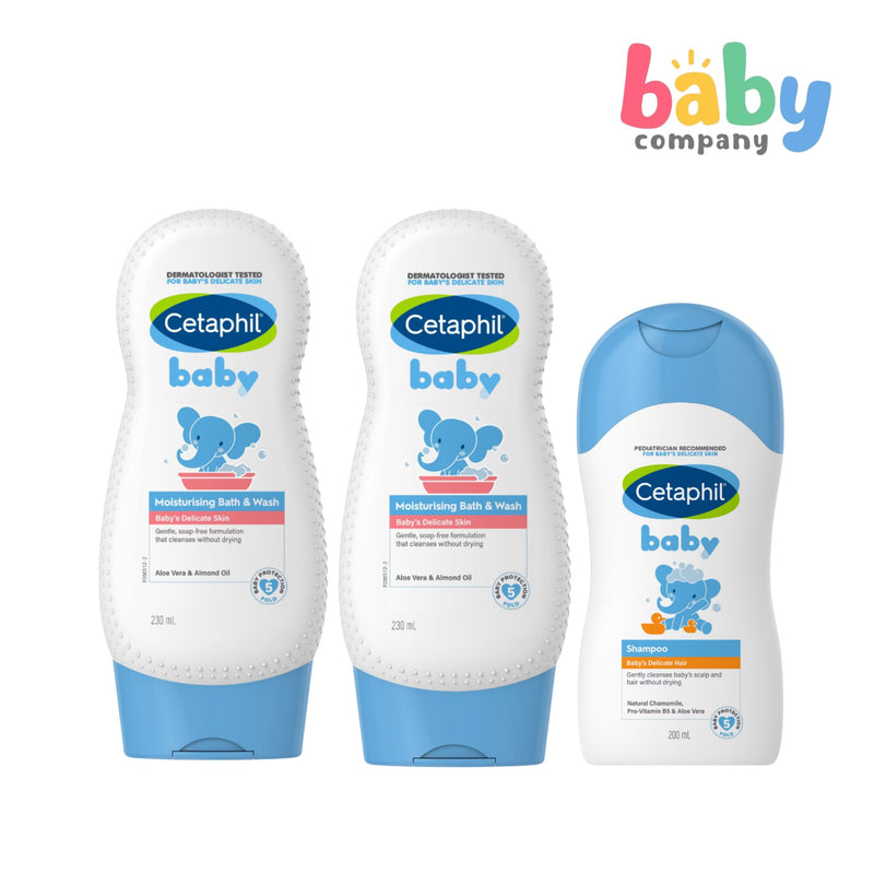 Cetaphil 2-Piece Moisturizing Bath and Wash + FREE Shampoo Bundle