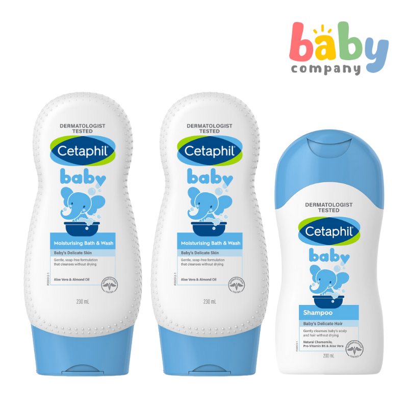 Cetaphil 2-Piece Moisturizing Bath and Wash + FREE Shampoo Bundle