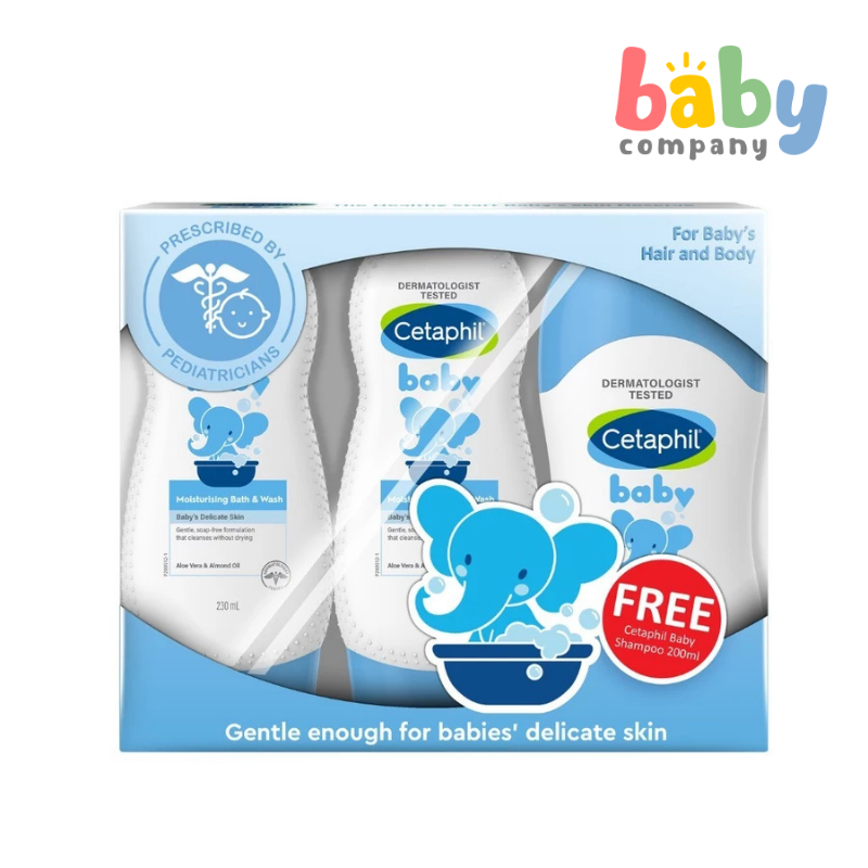 Cetaphil 2-Piece Moisturizing Bath and Wash + FREE Shampoo Bundle