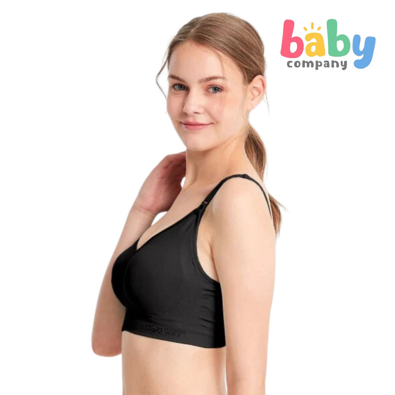 Mamaway Ultralight Anti-bacterial Seamless Maternity & Nursing Bra, Black